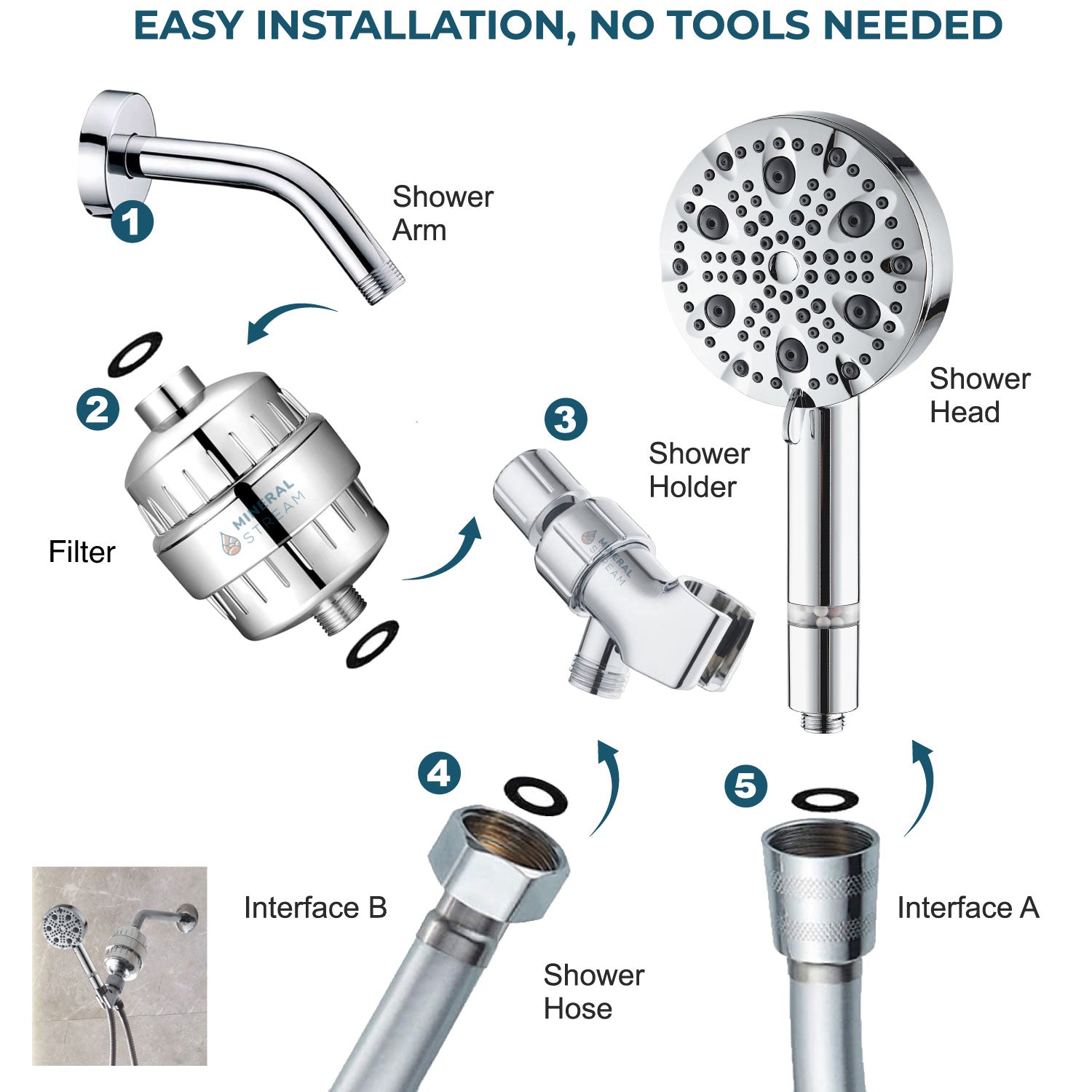 Set de duș cu cap de duș Luxe 9 Modul 9