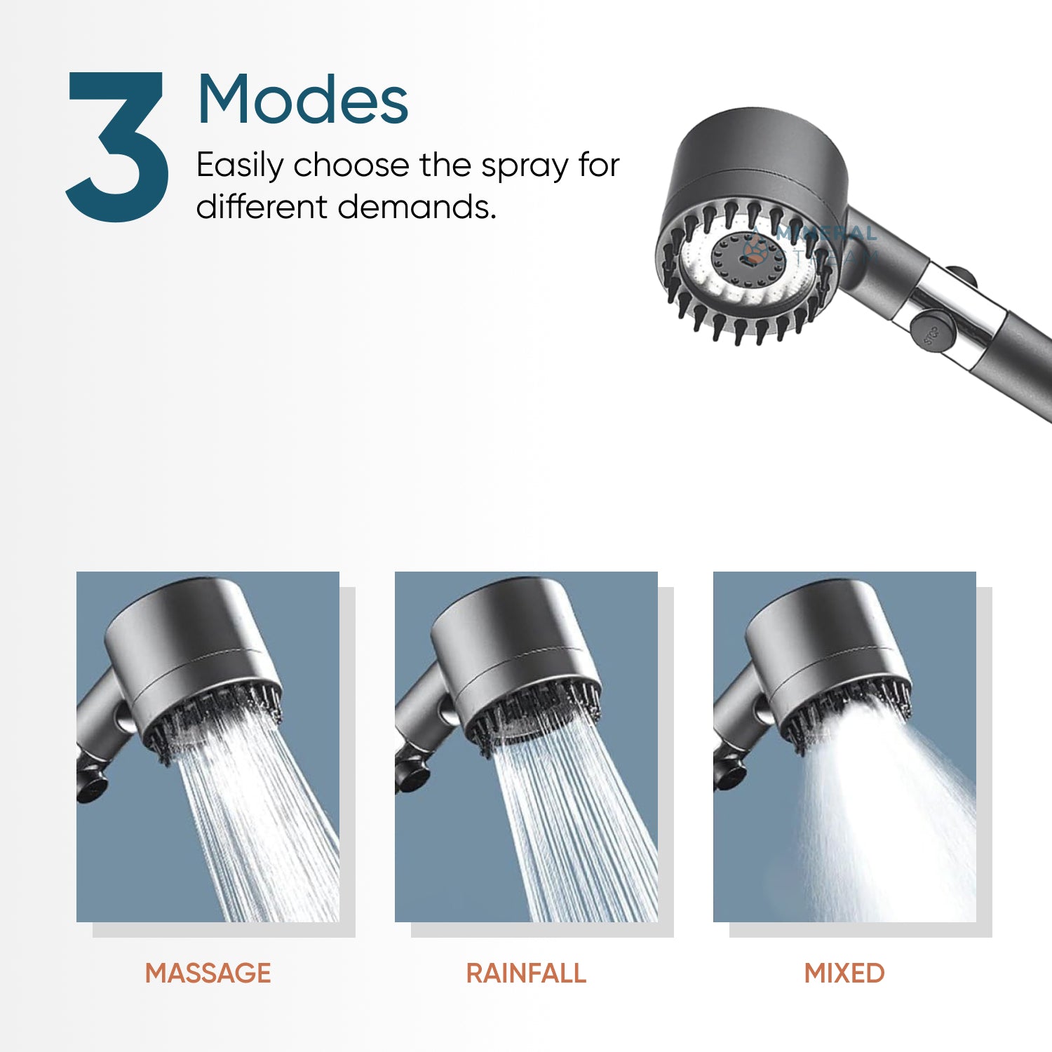 Cap de duș cu masaj cu mineralstream