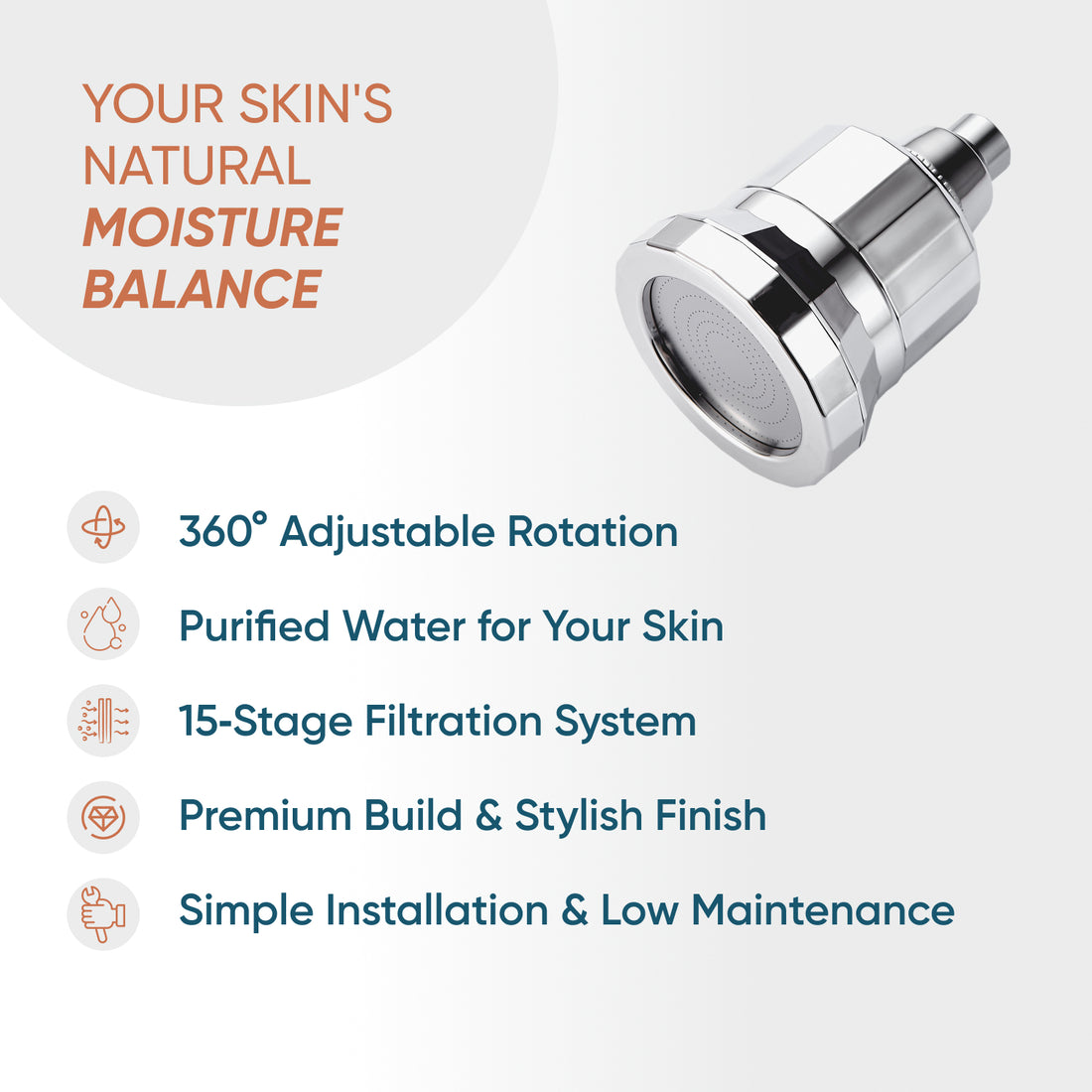 SkinPro - cel mai avansat cap de duș filtrat negru