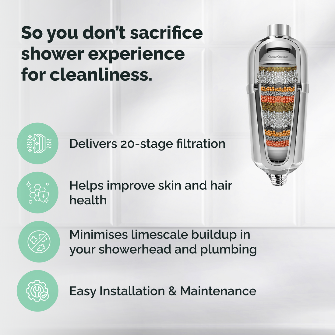 Filtru avansat de duș pentru apă tare